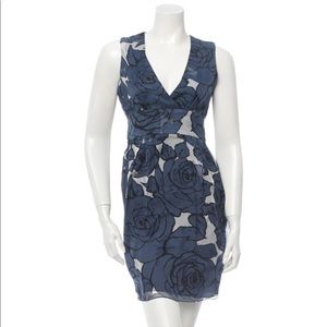 Adam Blue Floral Silk Dress Size 2 XS